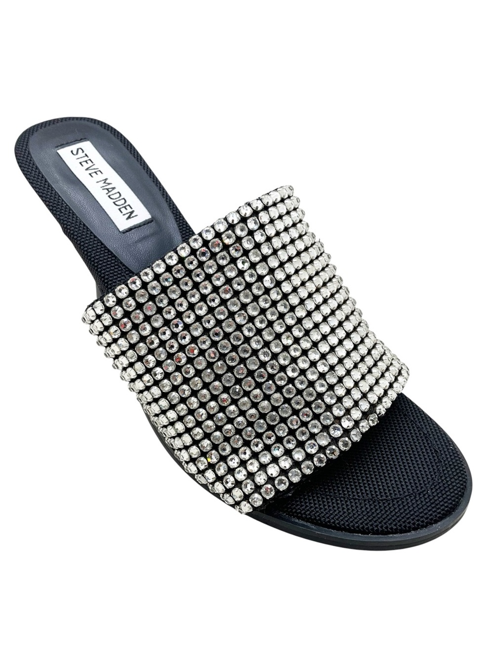 {Steve Madden} Veera Silver Crystal Rhinestones Slide Sandals